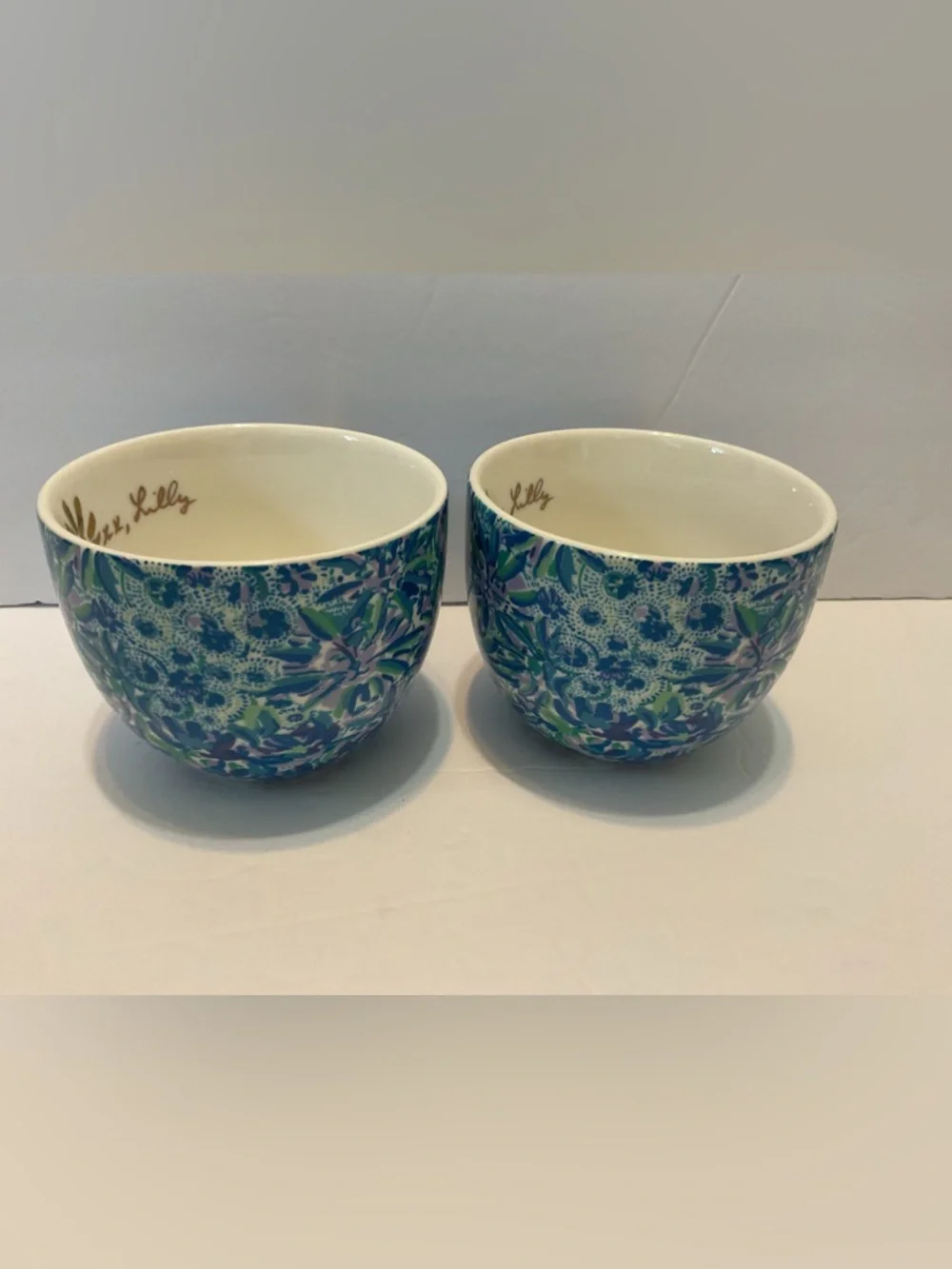 Lilly Pulitzer 2 Lion Around Coffee Tea Mug Hidden Lion Face In Leaves 12 OZ Set